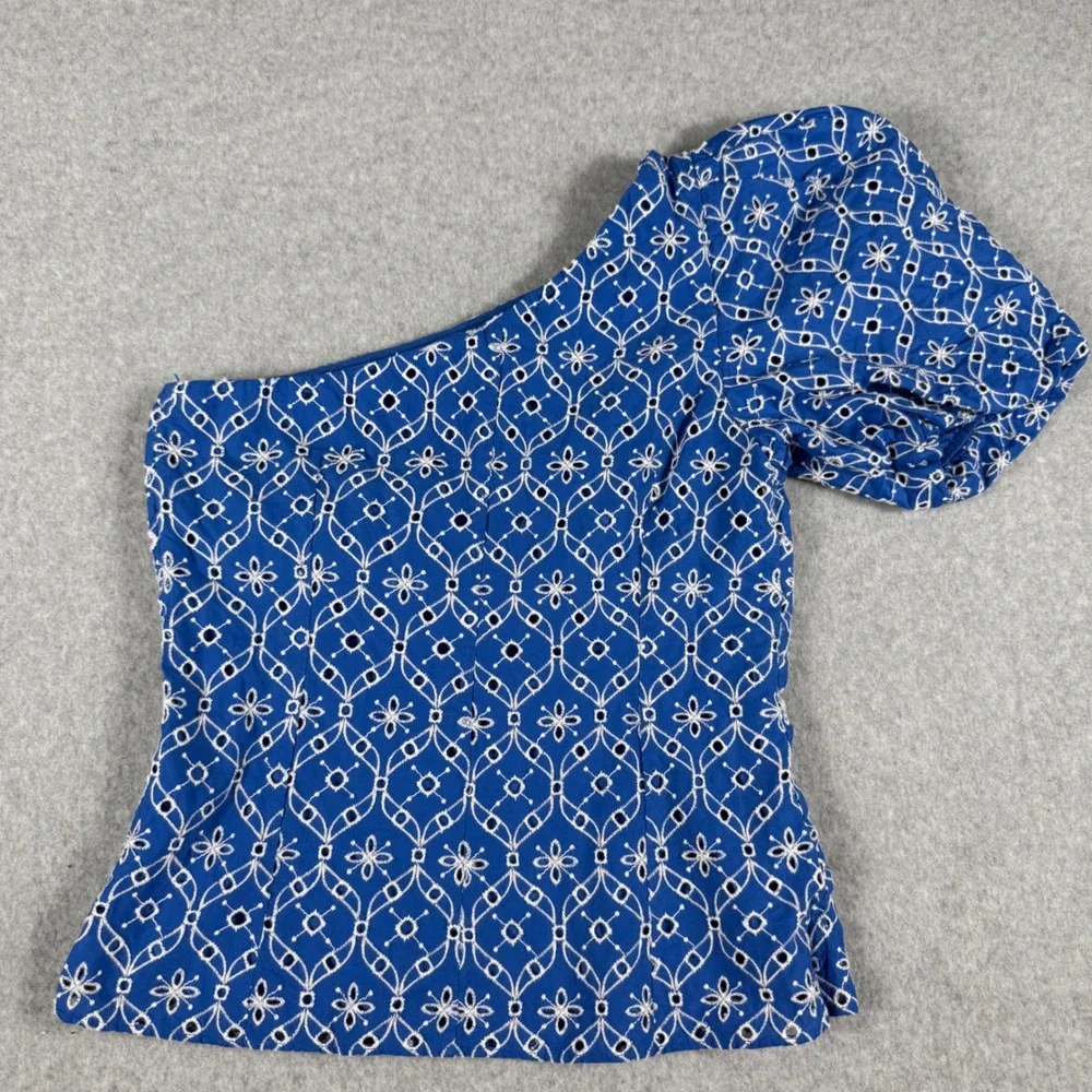 Lilly Pulitzer  Delilah One-Shoulder Eyelet Top Blue Grotto 🎉 $148 Size 2